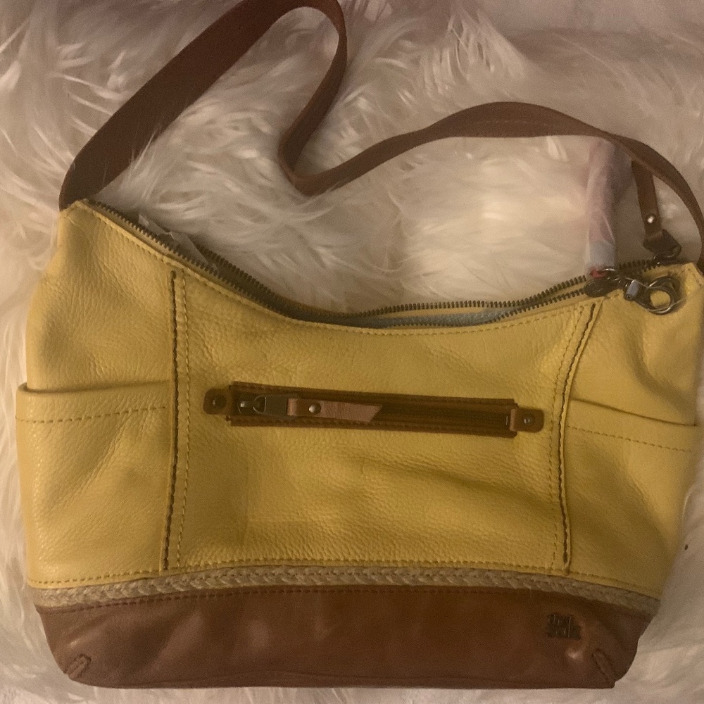 The Sak Kendra Yellow &  Brown Leather Handbag Purse Shoulder Strap